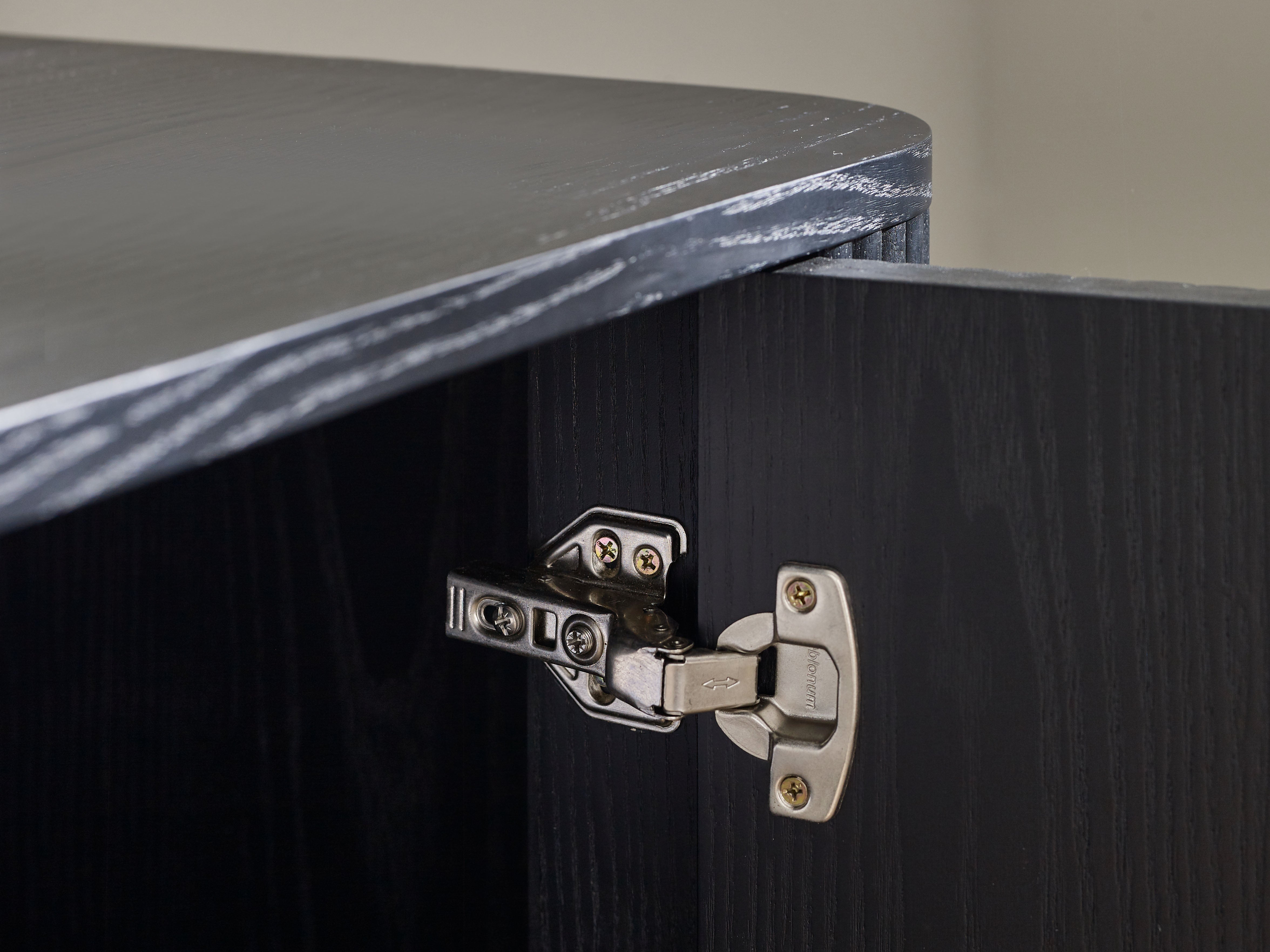Como Fluted Black Wood TV Unit